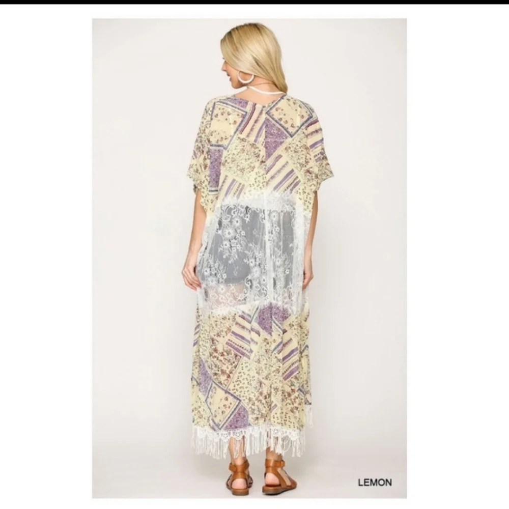 🔥$5🔥FLORAL LACE ACCENT MAXI  KIMONO - Picture 5 of 6